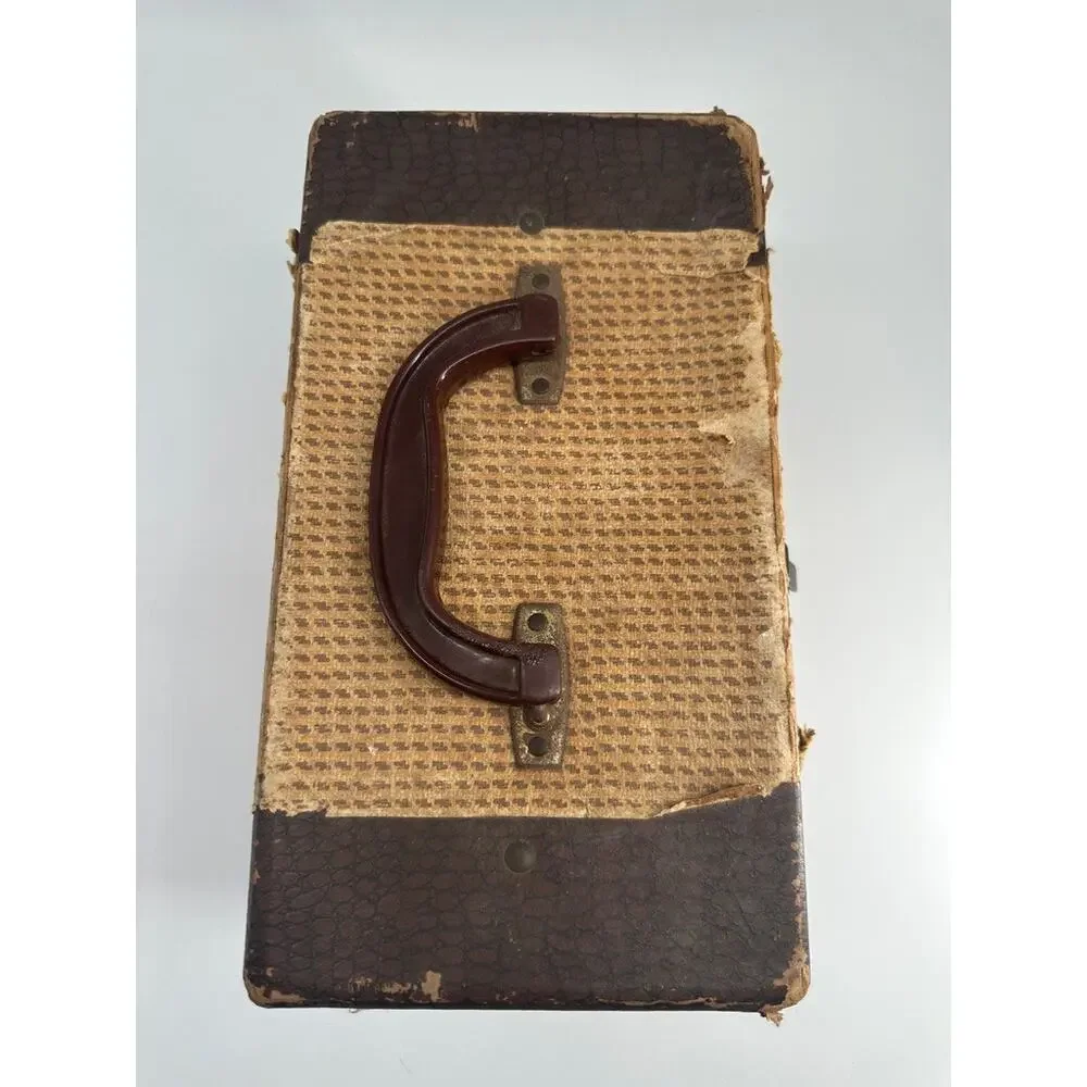 Vintage Gadabout Neevel Train Case Makeup Case Faux Alligator 1940s Brown USA
